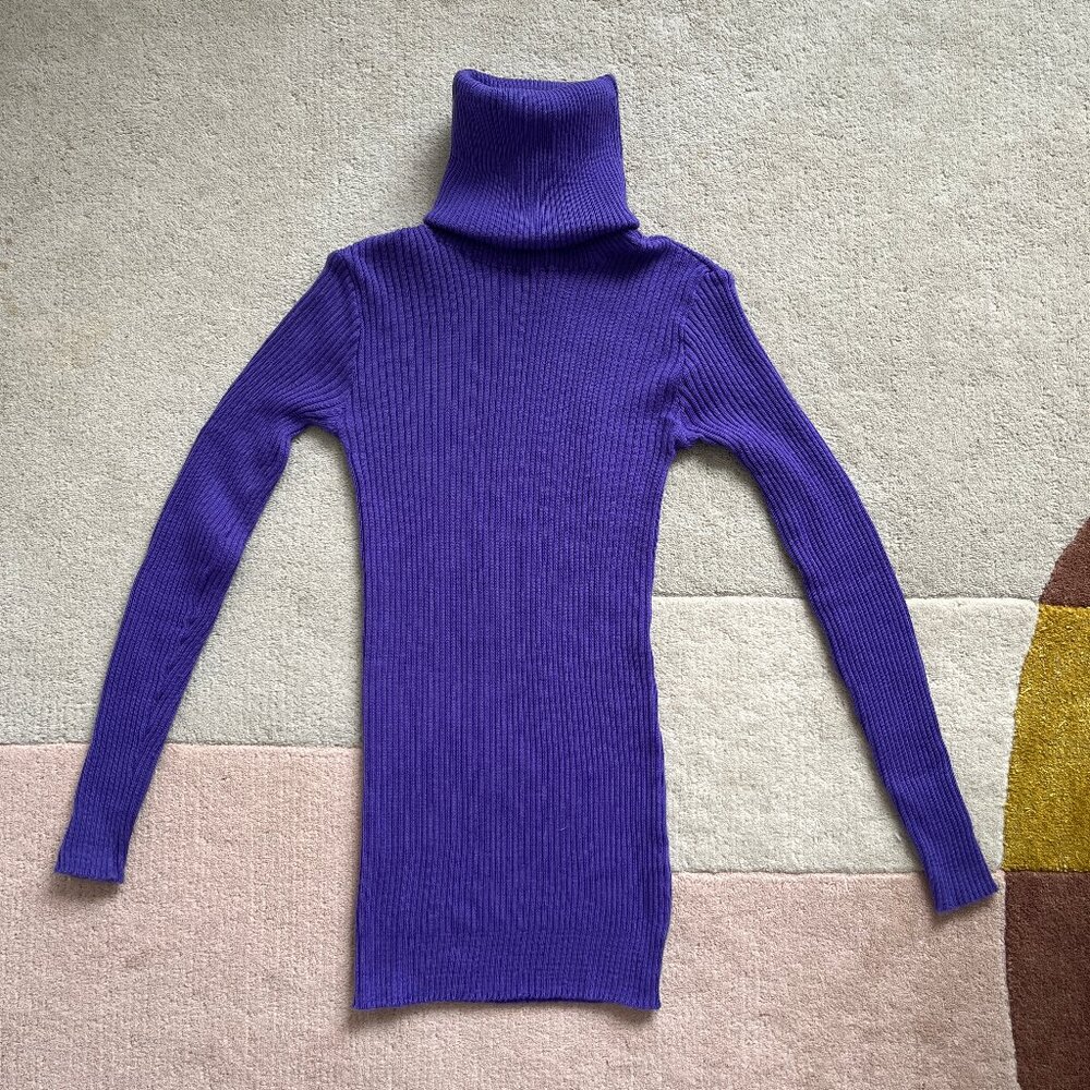 1960s Pierre Cardin for Bonwit Teller Mod Wool Rib Turtleneck Sweater Size 42